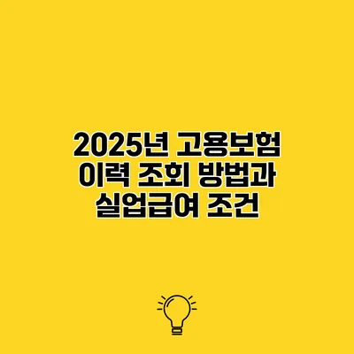 2025년 고용보험 이력 조회 방법과 실업급여 조건