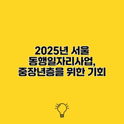 2025년 서울 동행일자리사업, 중장년층을 위한 기회