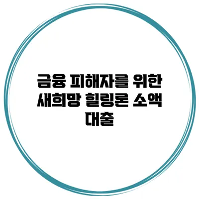 금융 피해자를 위한 새희망 힐링론 소액 대출