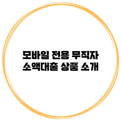 모바일 전용 무직자 소액대출 상품 소개