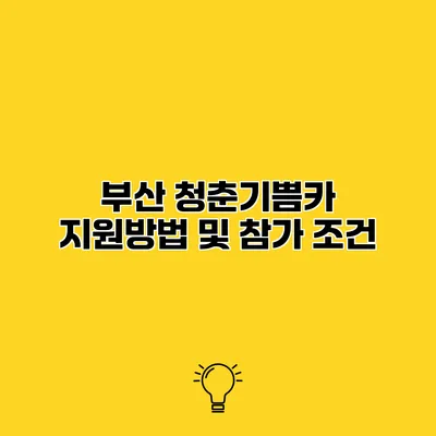 부산 청춘기쁨카 지원방법 및 참가 조건