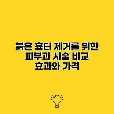 붉은 흉터 제거를 위한 피부과 시술 비교 효과와 가격